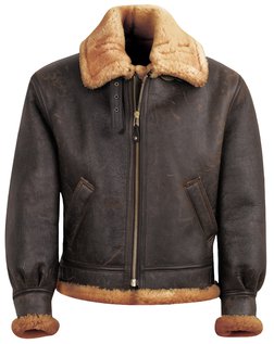 257S - Classic B-3 Sheepskin Leather Bomber Jacket (Brown with Gold)