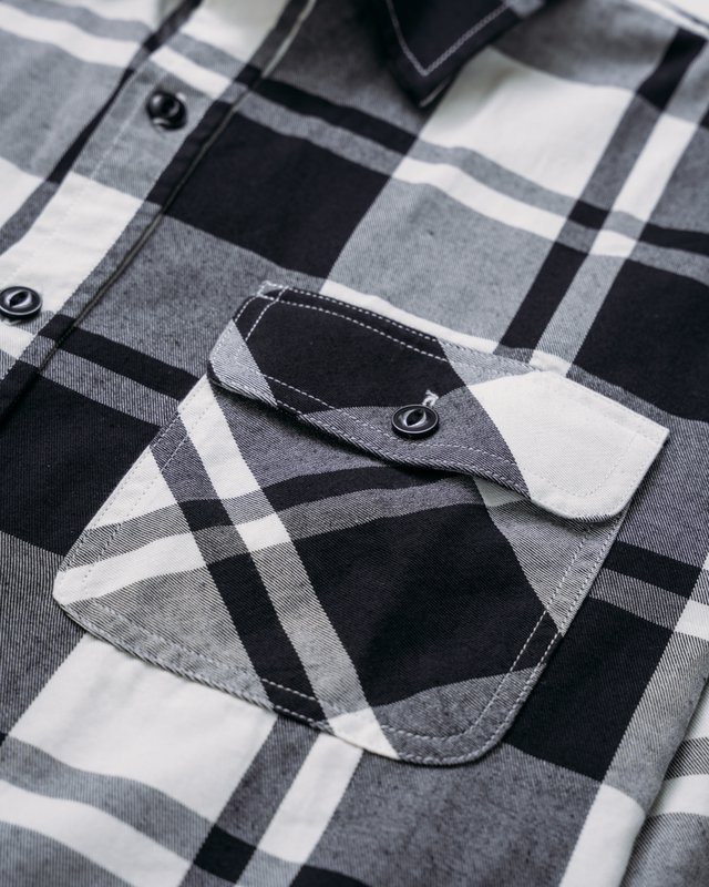 black plaid shirt -front