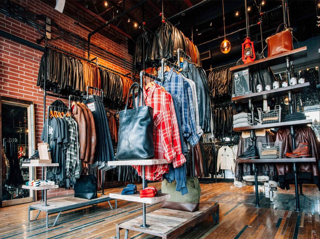 Inside view of the Schott flagship store in Los Angeles